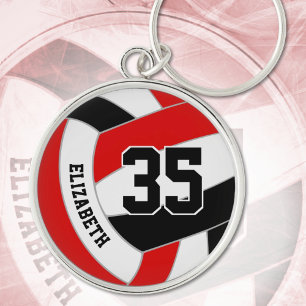 Porte-clés club enfant couleurs rouge noir volley-ball