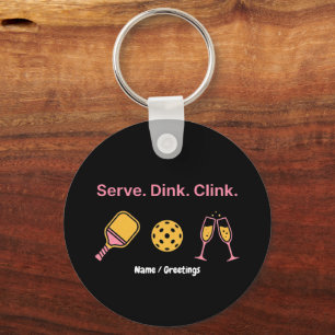Porte-clés Club Social de Vin de Pickleball Serve Dink Clink 