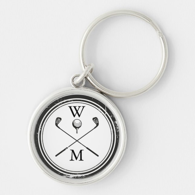 Porte-clés Clubs de golf Monogram personnalisés (Devant)