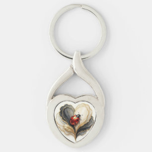 Porte-clés Coccinelle Cocardière Feuille de cœur 