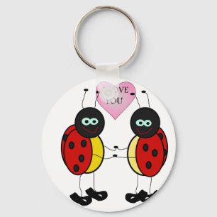 Porte-clés Coccinelles tenant ensemble des mains dans l'amour