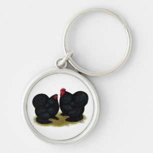 Porte-clés Cochins Black Bantam paire