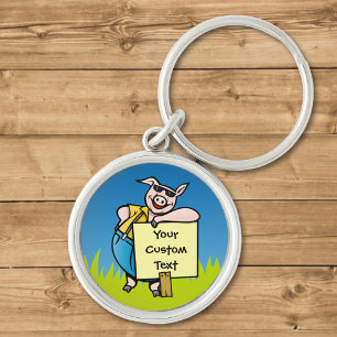 Porte-clés Cochon avec panneau