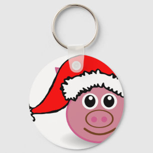 Porte-clés cochon de noël