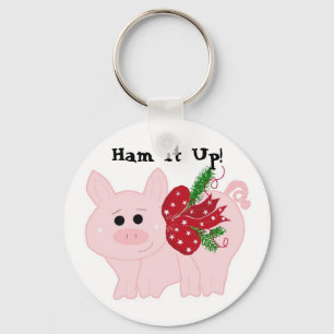 Porte-clés Cochon de Noël humoristique - Faites-le jambonner 