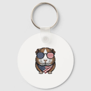 Porte-clés Cochon d'Inde patriotique Gravure vintage