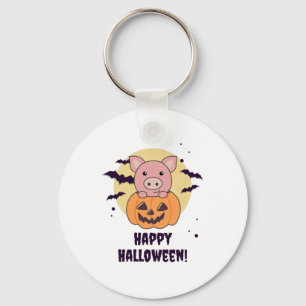 Porte-clés Cochon En Citrouille Cochons Doux Joyeux Halloween