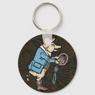 Porte-clés Cochon portant une veste Antique formelle