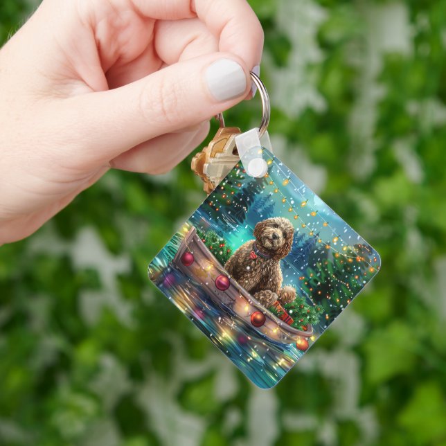 Porte-clés Cockapoo Christmas Festive Voyage (main)