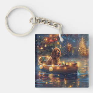 Porte-clés Cocker Spaniel Noël Festive Voyage