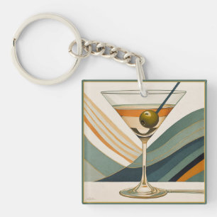 Porte-clés Cocktail Martini Conception du milieu du siècle