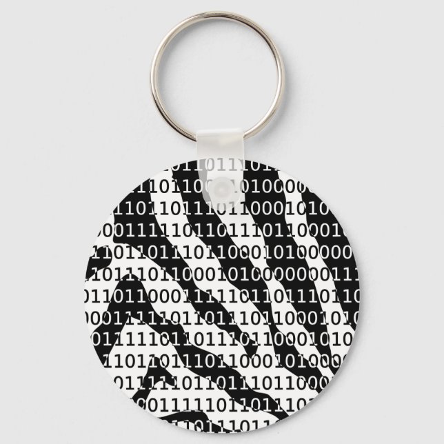 Porte-clés Code binaire Zebra noir et blanc (Recto)