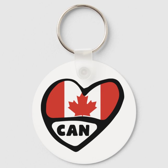 Porte-clés Code pays du Canada Drapeau Clavier cardiaque, CAN (Recto)