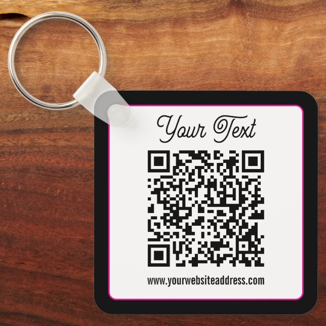 Porte-clés Code QR avec écriture cursive de script (Recto)