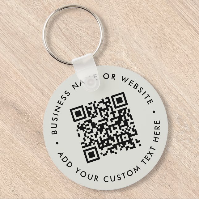 Porte-clés Code QR | Budget gris simple épuré minimal (Interactive editable QR code keychains to promote your business, products or services.)