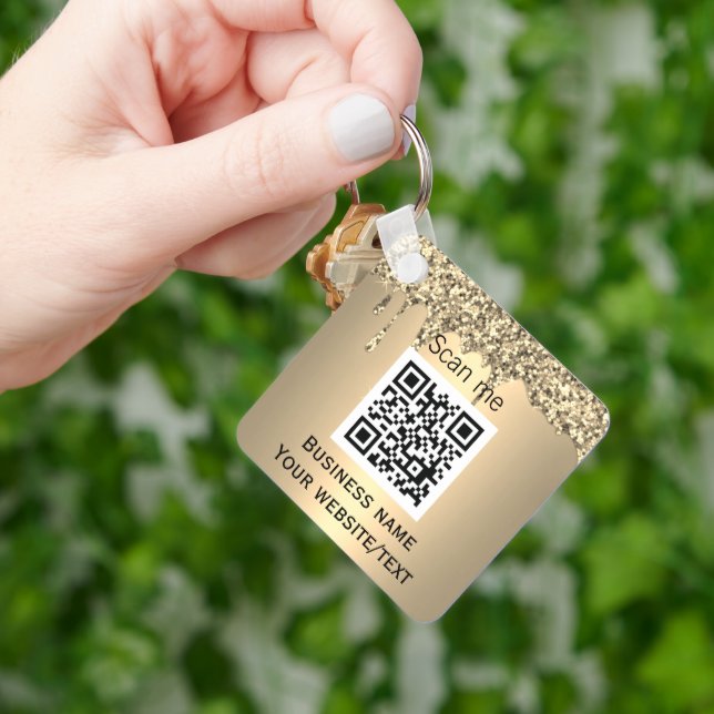 Porte-clés Code QR Business Logo Professionnel Gold (main)