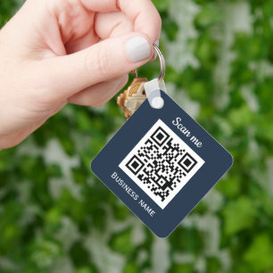 Porte-clés Code QR Business Logo Professionnel Marine Bleu