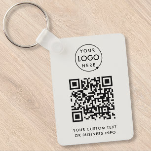 Porte-clés Code QR   Business Logo Professionnel Simple Grey