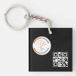 Porte-clés Code QR de logo simple Entreprise jaune clair