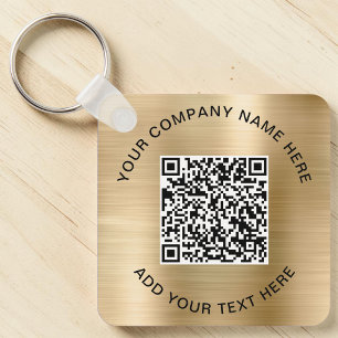 Porte-clés Code QR élégant promotionnel Or
