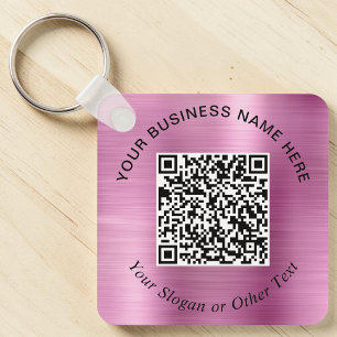 Porte-clés Code QR Entreprise Rose Promotionnel