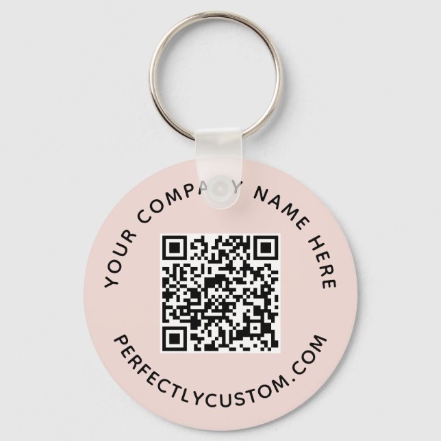 Porte-clés Code QR et texte personnalisé bleu rose (Recto)