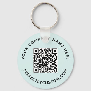 Porte-clés Code QR et texte personnalisé clair aqua bleu