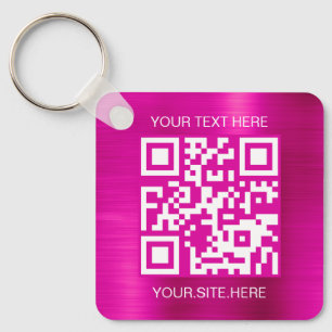 Porte-clés Code QR feuille rose chaud