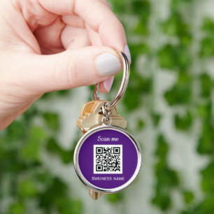 Porte-clés Code QR Logo d'entreprise Professionnel Violet Mod