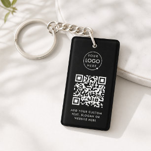 Porte-clés Code QR   Logo Entreprise Moderne Noir