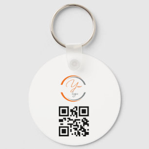 Porte-clés Code QR Logo Simple Entreprise Blanc