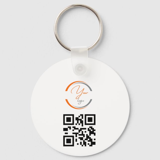 Porte-clés Code QR Logo Simple Entreprise Blanc (Recto)