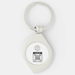 Porte-clés Code QR Logo Simple Entreprise Blanc