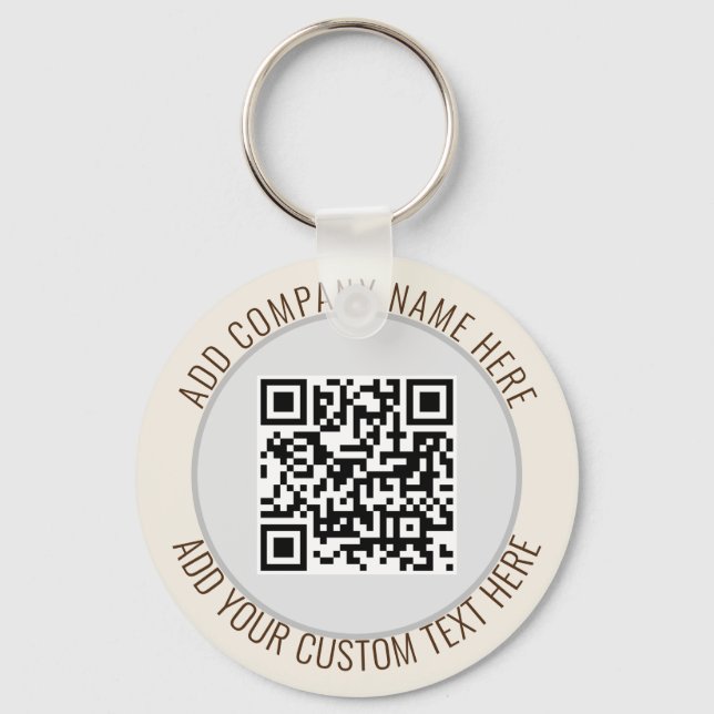 Porte-clés Code QR Minimaliste Simple Gris Rond Budget (Recto)