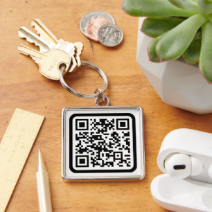 Porte-clés Code QR moderne modifiable Blanc noir ou toute c