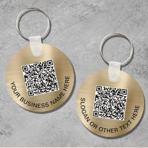 Porte-clés Code QR moderne or promotionnel