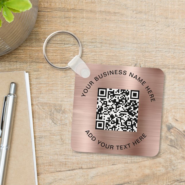 Porte-clés Code QR ou logo promotionnel Rose Gold (Créateur téléchargé)