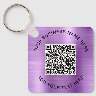 Porte-clés Code QR ou logo promotionnel violet