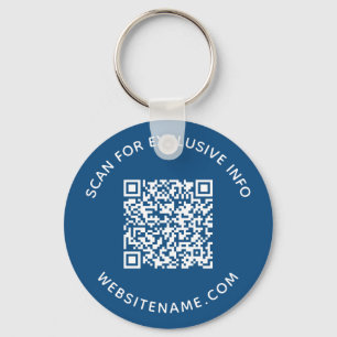 Porte-clés Code QR personnalisé et texte Entreprise Swag bleu