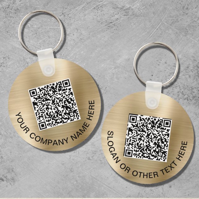 Porte-clés Code QR personnalisé Gold promotionnel (Créateur téléchargé)