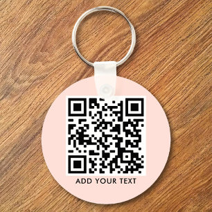 Porte-clés Code QR personnalisé Texte moderne Blush rose