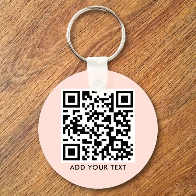 Porte-clés Code QR personnalisé Texte moderne Blush rose (Créateur téléchargé)