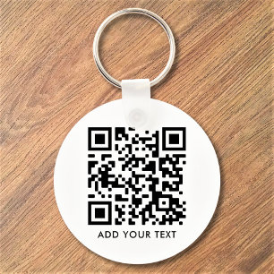 Porte-clés Code QR personnalisé Texte moderne Noir Blanc