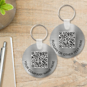 Porte-clés Codes QR personnalisés 2 - Argent promotionnel