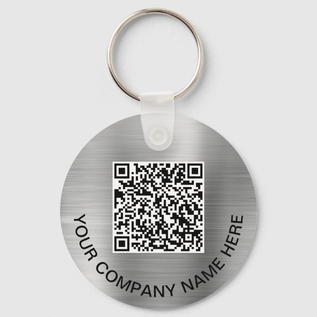 Porte-clés Codes QR personnalisés 2 - Argent promotionnel (Recto)