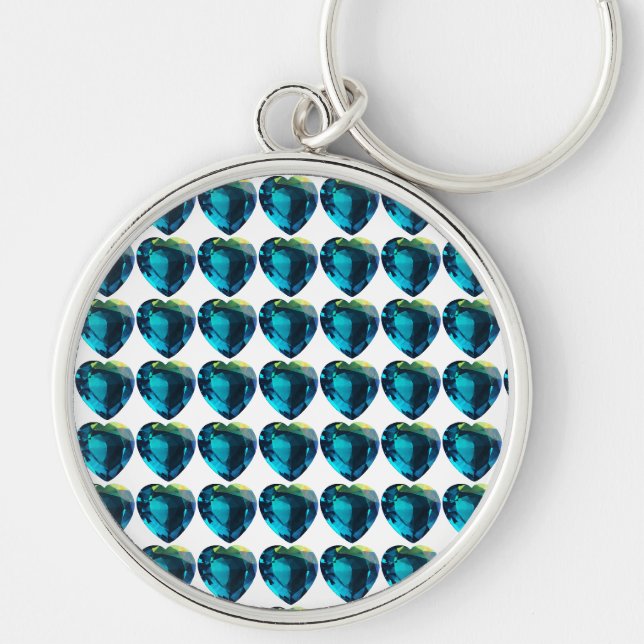Porte-clés Coeur Aquamarine, Bleu (Devant)