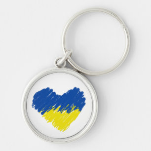 Porte-clés Coeur aux couleurs du drapeau ukrainien. Porte - c