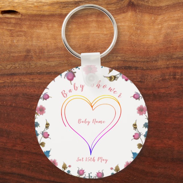 Porte-clés Coeur baby shower (Recto)