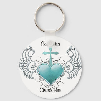 Porte-clés Coeur bleu cristal fidèle