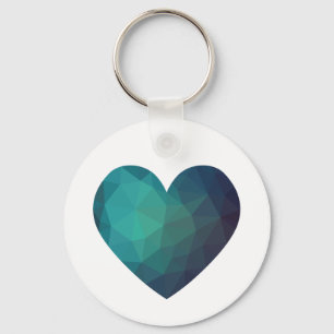 Porte-clés Coeur bleu poly origami bas